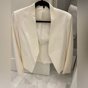 Theory white collarless blazer